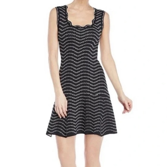 John + Jenn Dresses & Skirts - REVOLVE JOHN + JENN black & white scallop neckline knit dress sz small like new